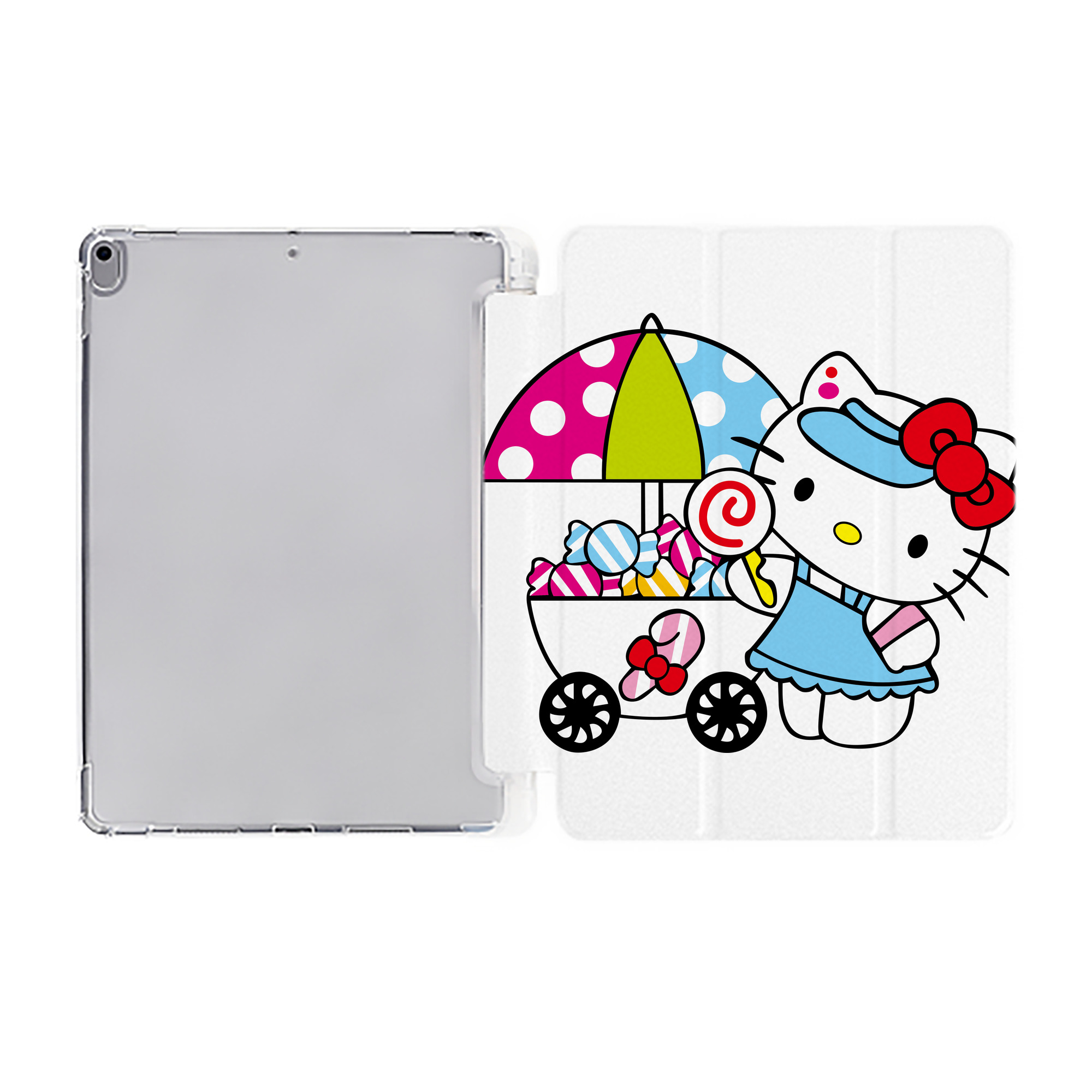 （画像用） Hello Kitty ハローキティ IPad ケース ペン収納付き 三つ折りスタンド PUレザー×シリコン 対応機種9.5/10.5/10.9インチ